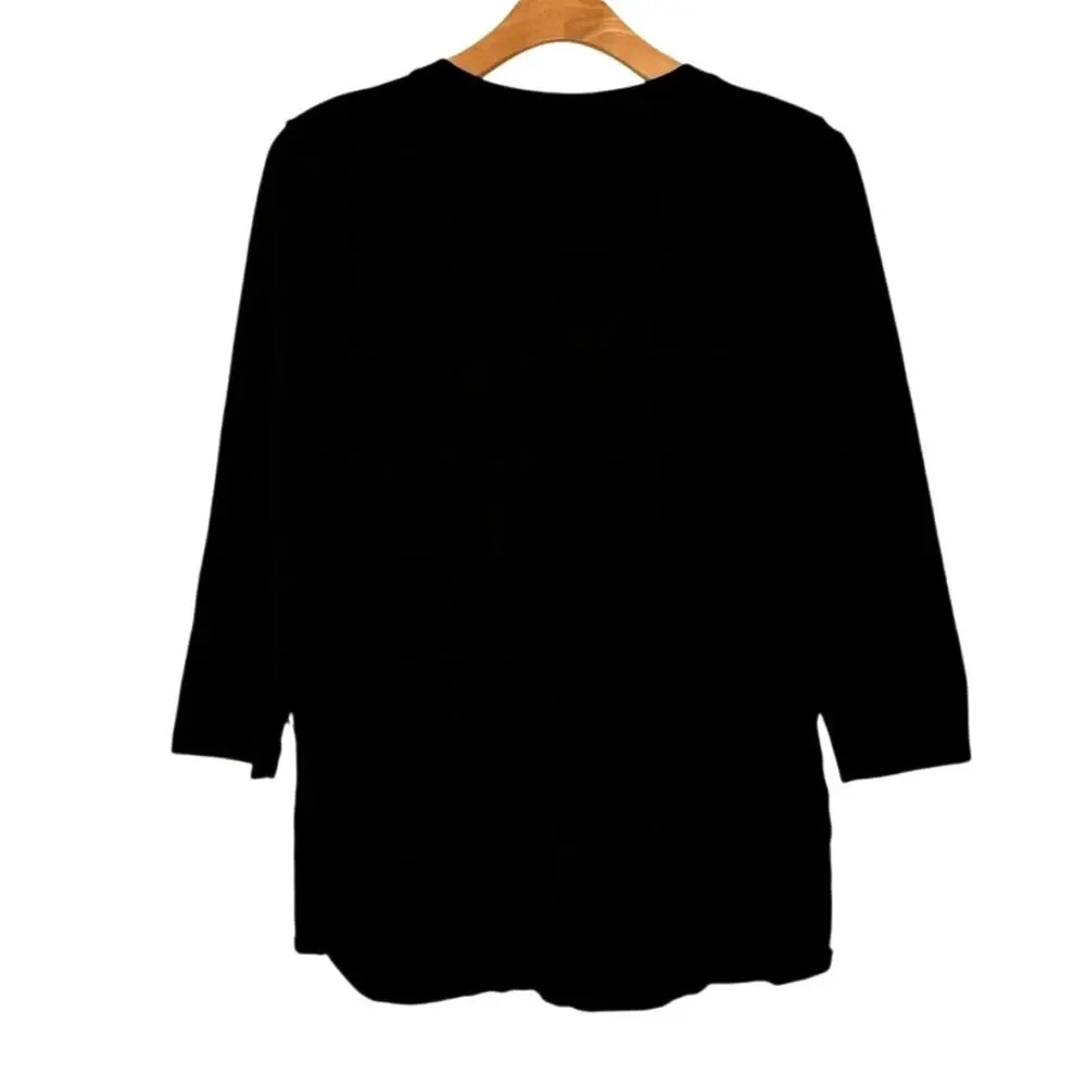 Jones New York vneck tunic top size large gold buttons